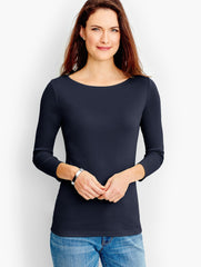 PIMA COTTON BATEAU NECK TEE | Talbots US