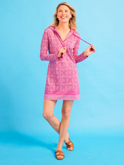 CABANA LIFE® PINK TILE HOODED TUNIC COVER-UP | Talbots outlet
