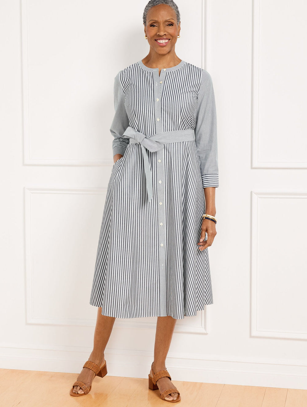 BELTED SHIRTDRESS - DAISY STRIPE | Talbots for sale