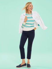 BICOLOR STRIPE CREWNECK PULLOVER | Talbots US
