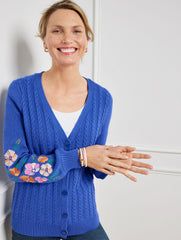 EMBROIDERED CABLE KNIT CARDIGAN | Talbots near me