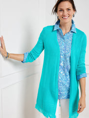 TEXTURED FRINGE OPEN FRONT CARDIGAN | Talbots for sale