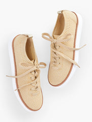 BRITTANY METALLIC KNIT LACE UP SNEAKERS | Talbots US