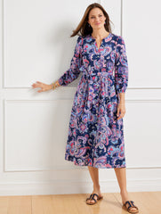 VOILE FIT & FLARE SHIRTDRESS - SWIRL FLORAL | Talbots outlet