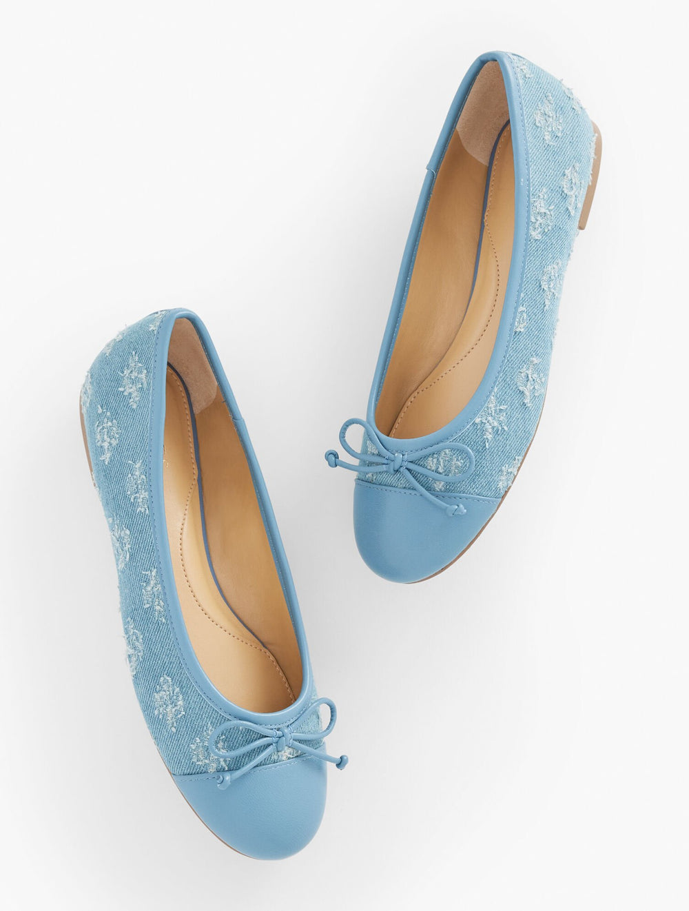 BLAIR CAP TOE BALLET FLATS - FLORAL EMBROIDERED DISTRESSED DENIM | Talbots near me