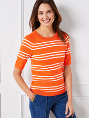 ELBOW SLEEVE PULLOVER - CHEERFUL STRIPE | Talbots outlet