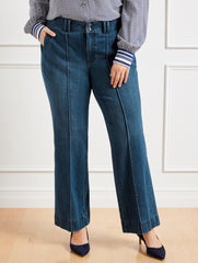 FLARE LEG PINTUCK JEANS - LAPIS WASH | Talbots online