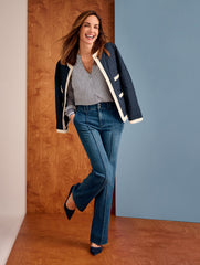 FLARE LEG PINTUCK JEANS - LAPIS WASH | Talbots online