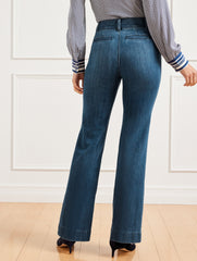 FLARE LEG PINTUCK JEANS - LAPIS WASH | Talbots online