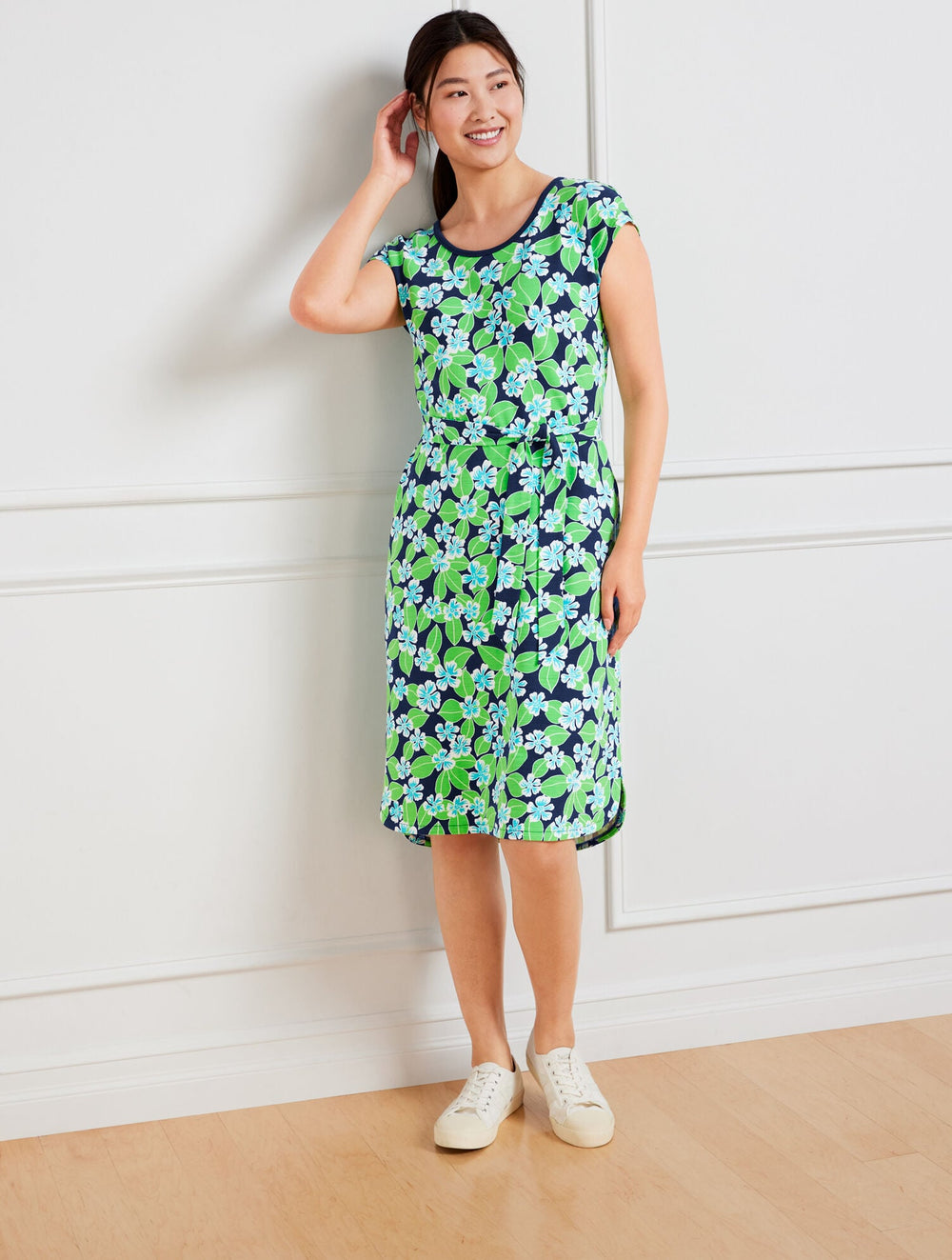 OPEN BACK SHORT SLEEVE DRESS - FLORAL FIELDS | Talbots for sale