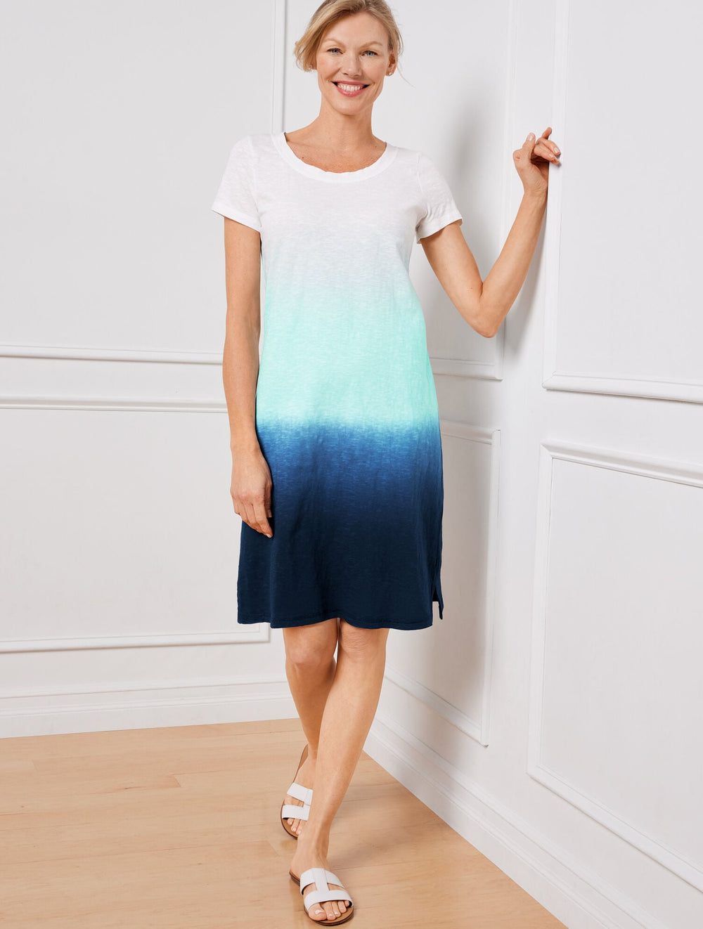 SUPERSOFT SLUB SHORT SLEEVE DRESS - DIP DYE | Talbots online
