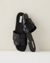 LEATHER THREADED CUT-OUT SLIDES | Talbots discount
