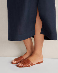 LEATHER THREADED CUT-OUT SLIDES | Talbots sale
