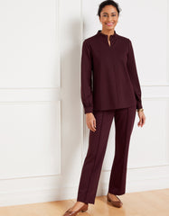 PASSPORT PONTE ZIP MOCKNECK PULLOVER | Talbots online