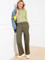 TWILL WIDE LEG PANTS | Talbots for sale