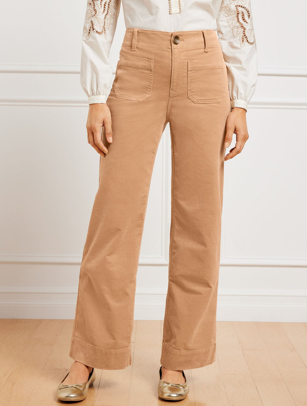 STRETCH CORDUROY WIDE LEG PANTS | Talbots sale