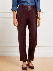 FAUX LEATHER STRAIGHT ANKLE PANTS | Talbots online