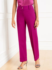 TAILORED STRETCH SLIM WIDE ANKLE PANTS | Talbots outlet