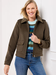 BRUSHED WOOL BLEND BOMBER JACKET | Talbots discount