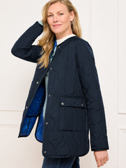 QUILTED COLLARLESS COAT | Talbots sale