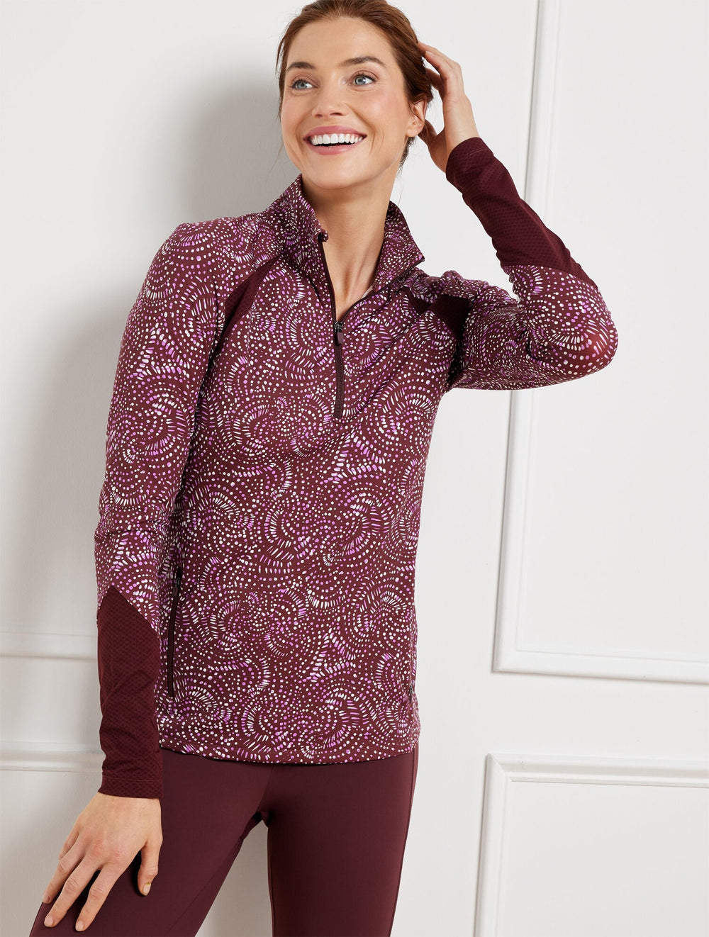 PERFORMANCE INTERLOCK HALF-ZIP PULLOVER - STENCILED FANS | Talbots US