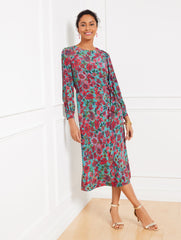 SIDE TIE MIDI DRESS - STUNNING FLORAL | Talbots outlet