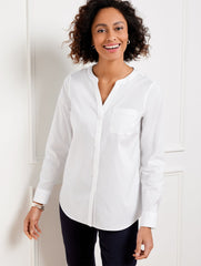 NON-IRON BAND COLLAR BUTTON FRONT SHIRT | Talbots US