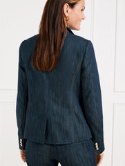 REFINED DENIM DOUBLE BREASTED BLAZER | Talbots sale