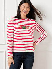 CREWNECK TEE - JOY STRIPE | Talbots sale
