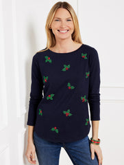 EMBROIDERED CREWNECK TEE | Talbots US
