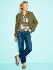 ROYAL STRIPE RIBBED HENLEY TEE | Talbots on sale