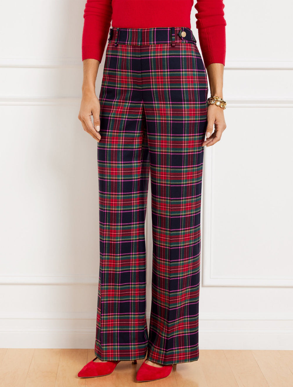 TALBOTS GREENWICH WIDE LEG PANTS - DASHING PLAID | Talbots online
