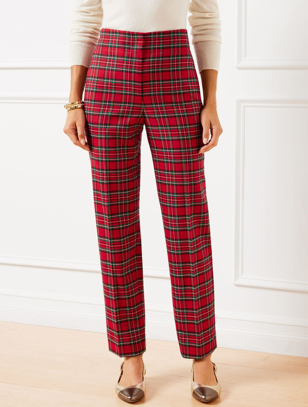 TAPERED ANKLE PANTS - APPLE CIDER PLAID | Talbots US