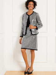 SEQUIN HERRINGBONE A-LINE SKIRT | Talbots sale