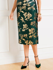 METALLIC FLORAL JACQUARD PENCIL SKIRT | Talbots on sale