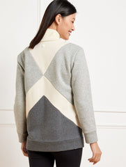 FRENCH TERRY COLORBLOCK MOCKNECK PULLOVER | Talbots on sale