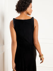 VELVET DRAPED MIDI DRESS | Talbots discount