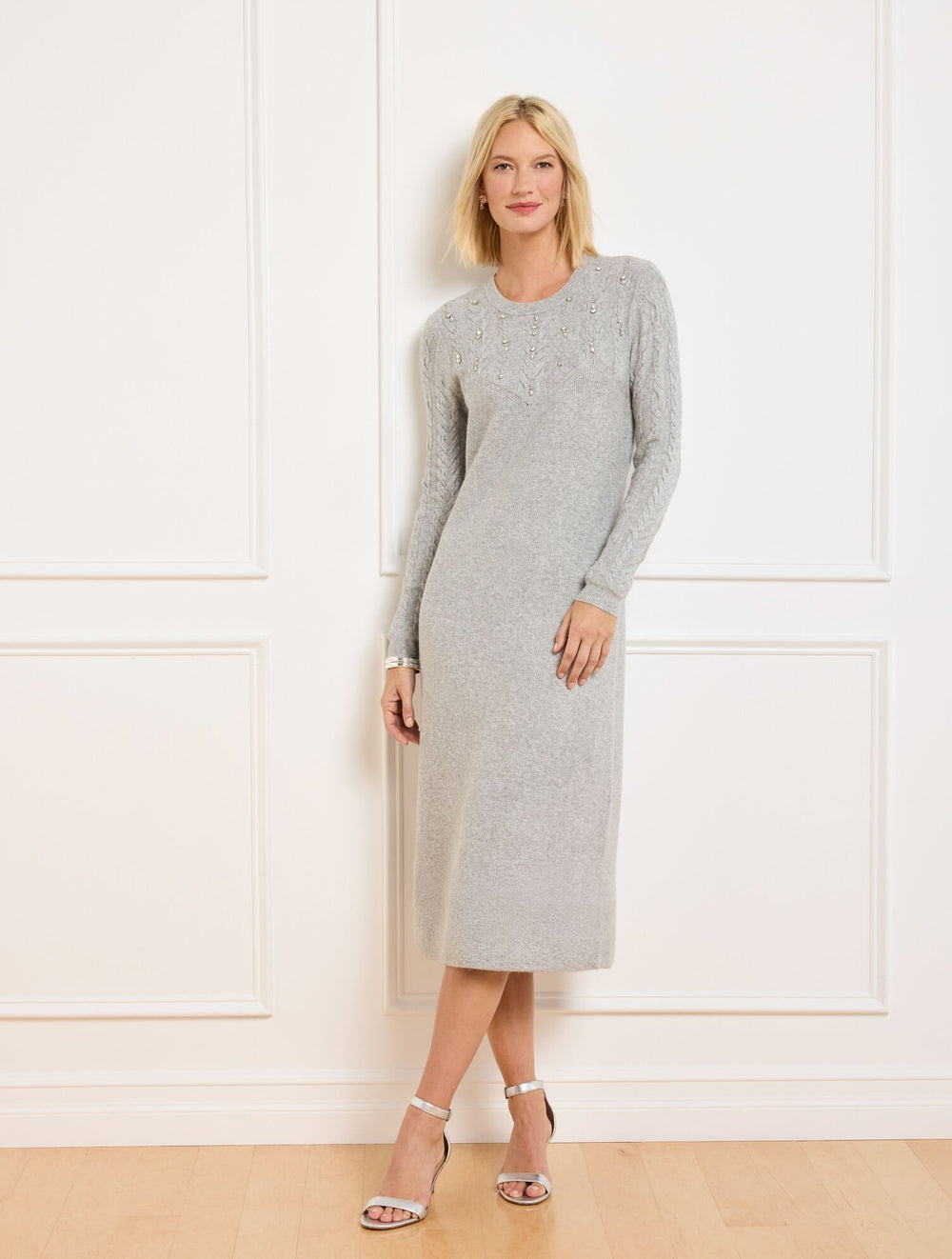 CABLE KNIT YOKE SWEATER DRESS | Talbots for sale