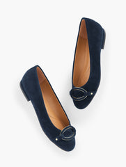 MADISON BUCKLE SUEDE BALLET FLATS | Talbots for sale