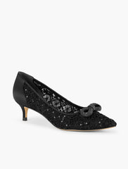 SYLVIE BOW KITTEN HEEL PUMPS - SEQUIN MESH | Talbots online