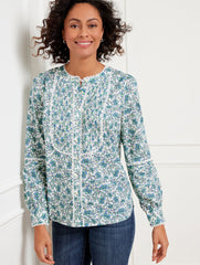 SCALLOP LACE TRIM TOP - BLOOMING DAFFODILS | Talbots discount