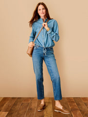 TIE FRONT DENIM TOP | Talbots online