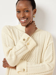 CABLE KNIT BUTTON CUFF SWEATER | Talbots US