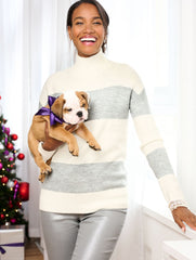WOOL BLEND TURTLENECK SWEATER - SEQUIN STRIPE | Talbots discount