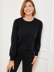 SCALLOP TRIM PULLOVER SWEATER | Talbots US