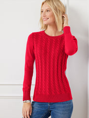 SOFT CABLE KNIT CREWNECK SWEATER | Talbots US