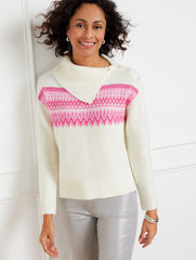 SPLIT NECK SWEATER - WHIMSICAL FAIR ISLE | Talbots sale