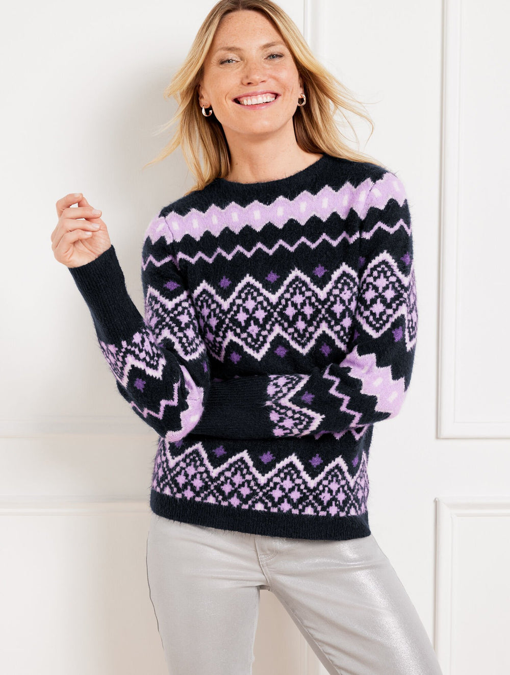 CREWNECK SWEATER - DIAMOND FAIR ISLE | Talbots on sale