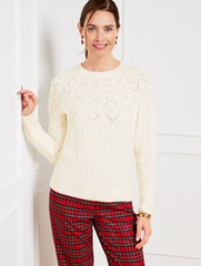 POINTELLE ROUND YOKE SWEATER | Talbots sale