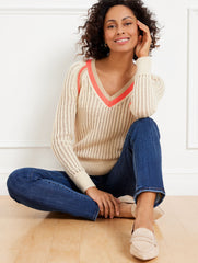 TIPPED V-NECK SWEATER | Talbots near me